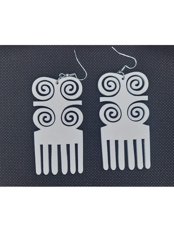 Afro Pic Wooden Earrings
