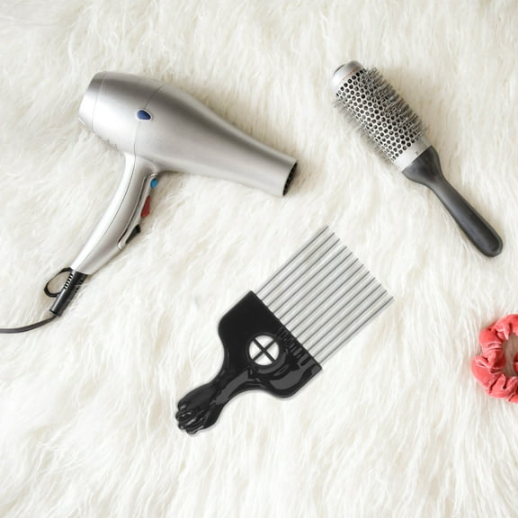 Supvox Steel Pin Comb, Brown, for Curly Hair Styling, Plastic and Steel, for Barber 2Pcs