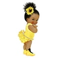 thumbnail image 1 of Afro Puff African American Yellow Sunflower Baby Girl Baby Shower Edible Cake Topper Image ABPID51460, 1 of 4