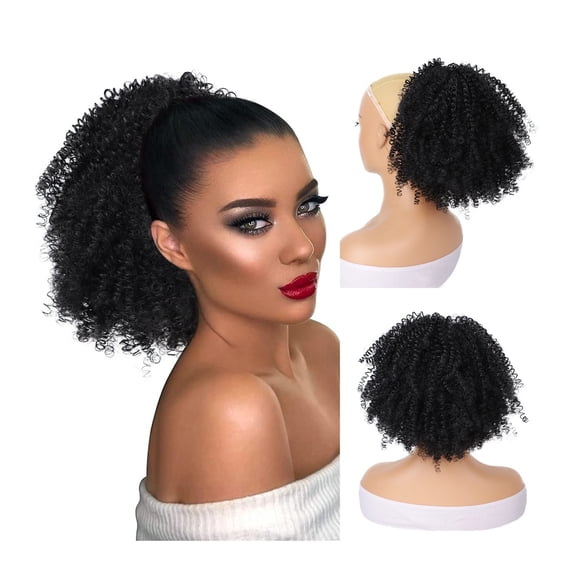 Afro Puff Hair Bun Hairpiece for Black Women Synthetic Kinky Curly Drawstring Ponytail Extension