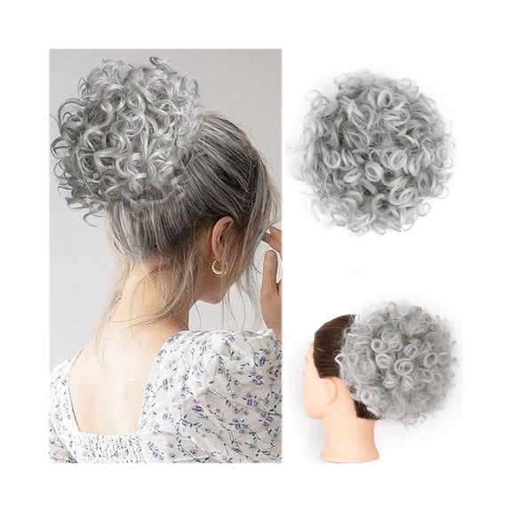 Afro Puff Kinky Curly Bun Hair Synthetic Drawstring Ponytail Clip In Short Extensions Hairpieces