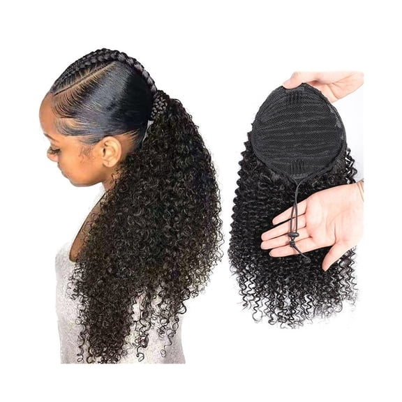 Afro Puff Ponytail Extensions Human Hair for Black Women Kinky Curly Remy Hair Drawstring Ponytail Natural Hairpieces