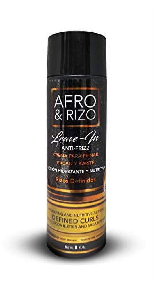Afro & Rizo Leave In Conditioner - (8oz/226g) - Cocoa Butter, Karite Butter, Antifrizz Protection - Ideal for Afro, Curls, Wavy and Stressed Hair - Sulfate Free