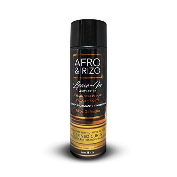 Afro & Rizo Leave In Conditioner - (8oz/226g) - Cocoa Butter, Karite Butter, Antifrizz Protection - Ideal for Afro, Curls, Wavy and Stressed Hair - Sulfate Free