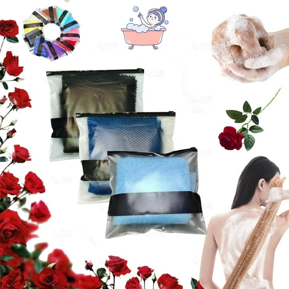 Afro Scrub African Net Sponge, Afroscrub African Exfoliating Net Sponge, African Net Long Net Bath Sponge Shower Body Scrubber, Exfoliating Body Scrubber Body Exfoliator for Bath and Shower (3PCS-D)