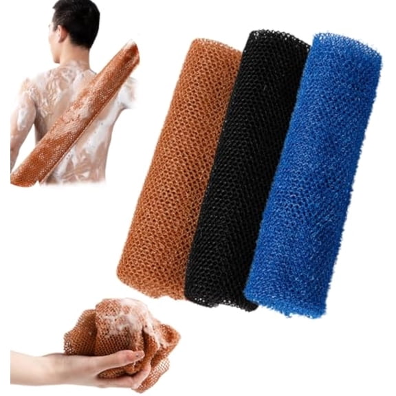 Afro Scrub African Net Sponge, Afroscrub African Exfoliating Net Sponge with Knots, Exfoliating Body Scrubber Body (Coffee+Black+Blue)