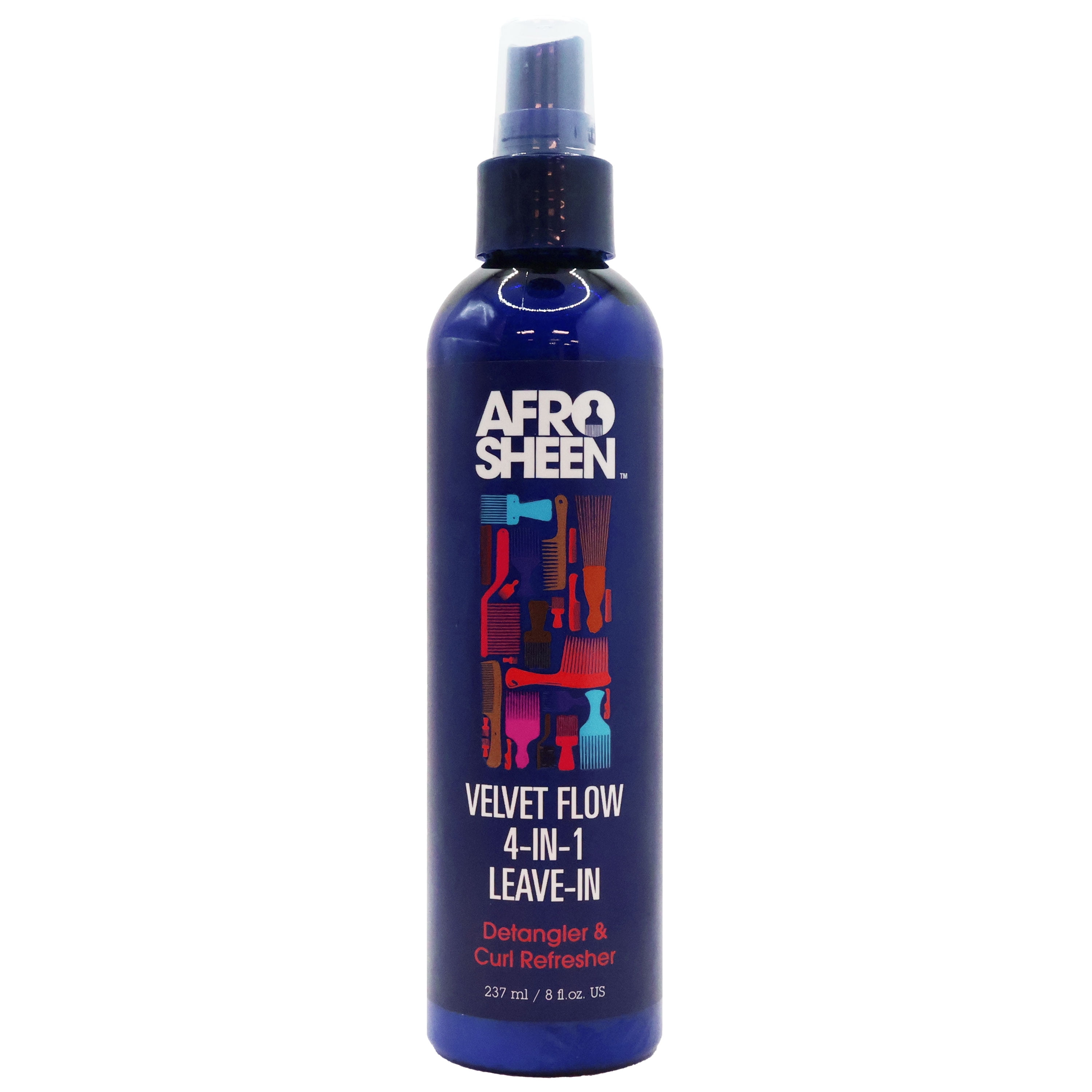 Afro Sheen Velvet Flow 4 in 1 Leave in Hair Detangler and Curl Refresher 8 Oz., Pack of 3