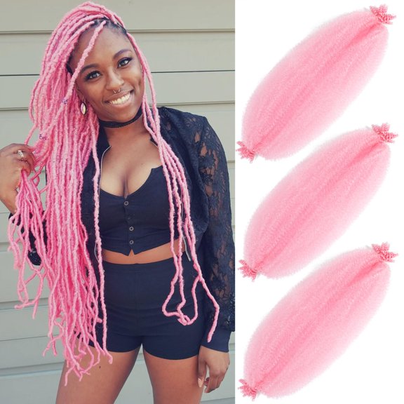 Afro Twist Hair Springy Afor Twist Hair 24 Inch 3 Packs Pre Fluffed Spring Twist Hair Pre Stretched Wrapping Hair for Soft Locs Hair Extensions (24 Inch (Pack of 3), 613#)