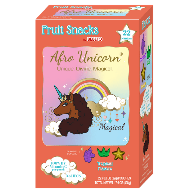 Afro Unicorn 22 ct Fruit Snacks Box Tropical - Walmart.com