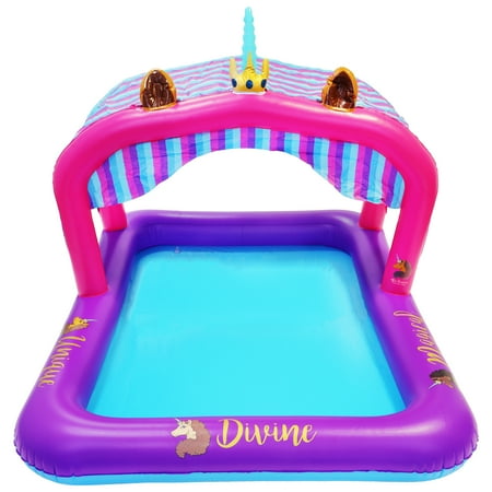 Afro Unicorn Canopy Pool – Inflatable Pool – Kiddie Pool – Girls – Purple/Pink