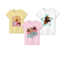 Afro Unicorn Girls T-shirt 3 Pack Bundle Set (Size 4-6X)