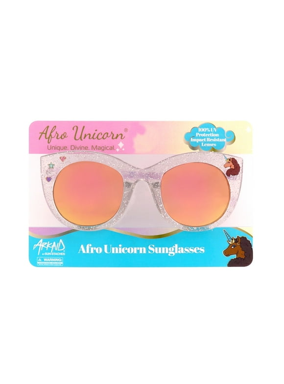 Afro Unicorn Girls  White and Purple Glitter Cat Eye Kids Sunglasses - Arkaid by SunStaches