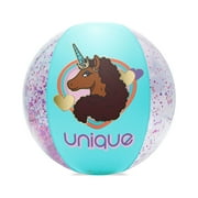 Afro Unicorn Glitter Inflatable Beach Ball - Unique, Magical, and Divine Beach Ball for Summer