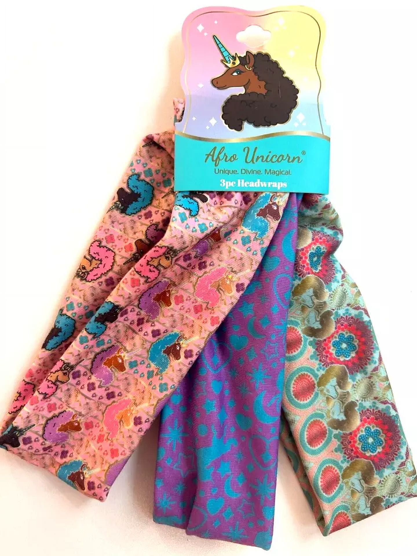 Afro Unicorn Headwraps - 3 Piece Set for Stylish and Versatile Hair Styling