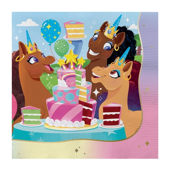 Afro Unicorn Napkins 48 Count - Afro Unicorn Party Decorations