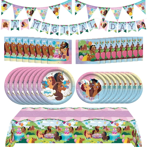 Afro Unicorn Party Decorations Complete Set for 24 Guests