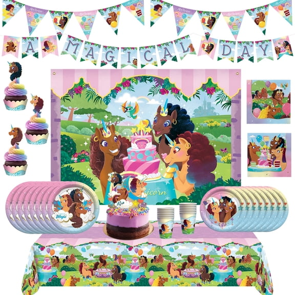 Afro Unicorn Party Decorations Ultimate Set for 24 Guests
