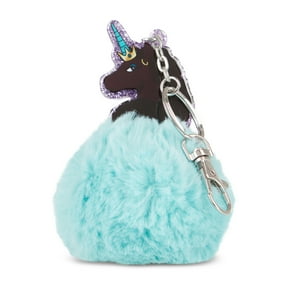 Afro Unicorn Puff Keychain Blue