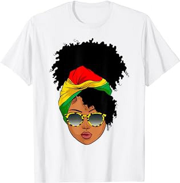 Afro Woman Headscarf Nubian Melanin Popping Black History T-Shirt ...