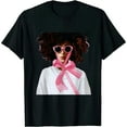 thumbnail image 1 of Afro Woman Pink Ribbon Breast Cancer Awareness Month Warrior T-Shirt 1461, 1 of 3