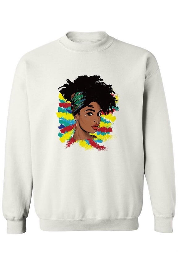 Afro Woman Portrait Sweatshirt Women -SPIdeals Designs, Female Medium