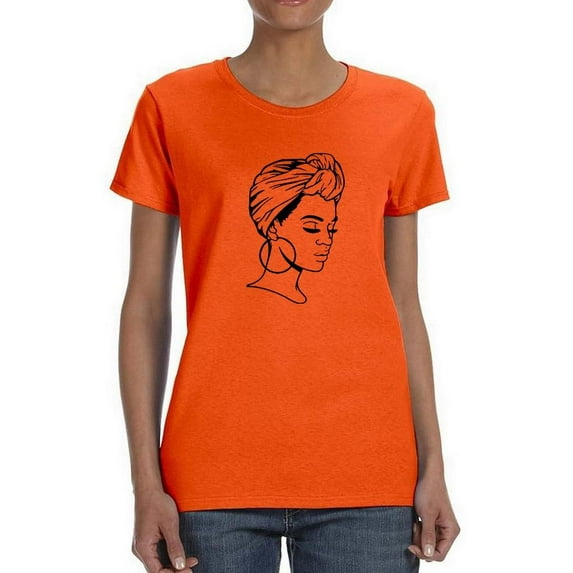Afro Woman With Covered Hair Shaped T-Shirt Women -SPIdeals Designs, Female 3X-Large