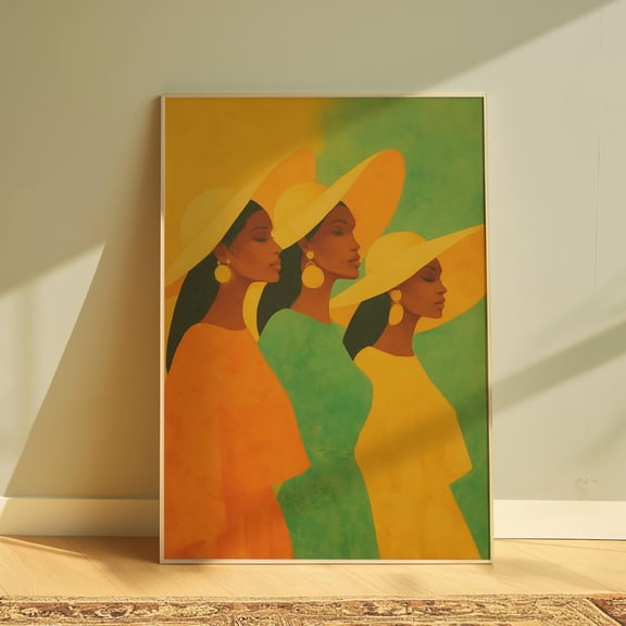 Afrocentric Fashion Minimal Wall Art, Stretched Canvas Size 8x12