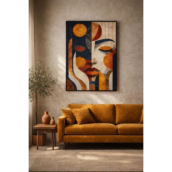 Afrocentric Geometric Portrait Wall Art Print