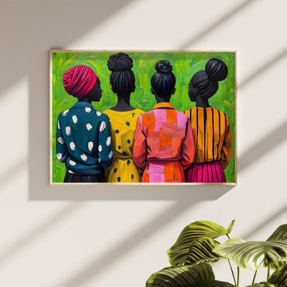 Afrocentric Woman Colorful Folk Wall Art Poster Unframed Paper Print