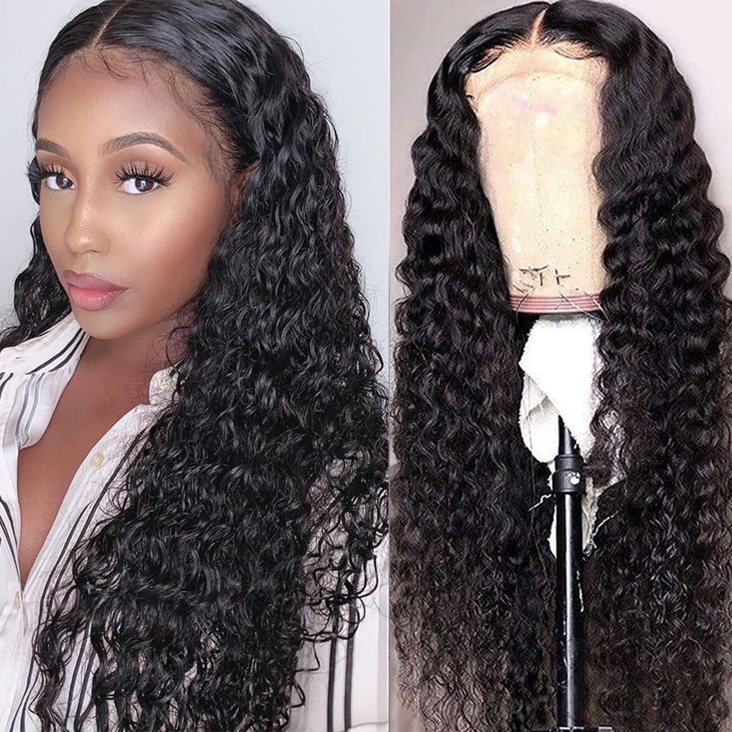 Synthetic Lace Front Wig with Melted Hairline, Glueless, Wavy 150% Density Miss Alle Chocolate Brown 20 Body Wave Lace Front Wig - 150  main image 4
