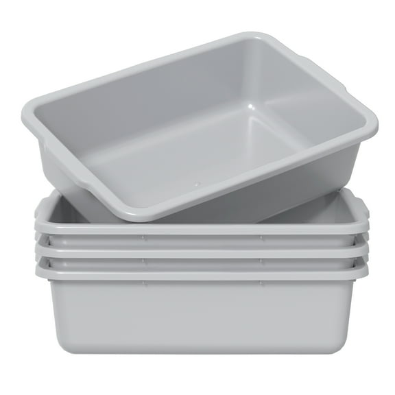 Afromy 24 L Commercial Bus Tubs, Plastic Utility Bus Box, Kitchen Bus Bins, Grey, 4 Packs