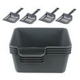thumbnail image 1 of Afromy 4-Pack Plastic High Wall Cat Litter Box with Scoop, Open Air Kitty Litter Pan,  Gray, 1 of 7