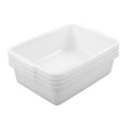 thumbnail image 1 of Afromy 4 Packs 25 L Large Bus Tub, Plastic Commercial Utility Bus Boxes Set, White, 1 of 5