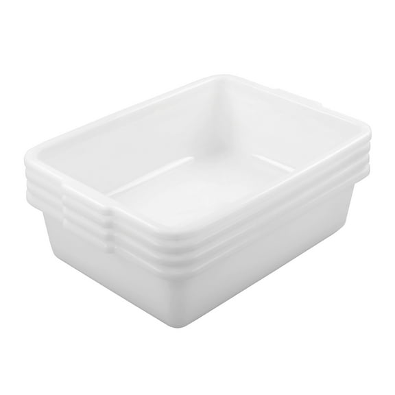 Afromy 4 Packs 25 L Large Bus Tub, Plastic Commercial Utility Bus Boxes Set, White