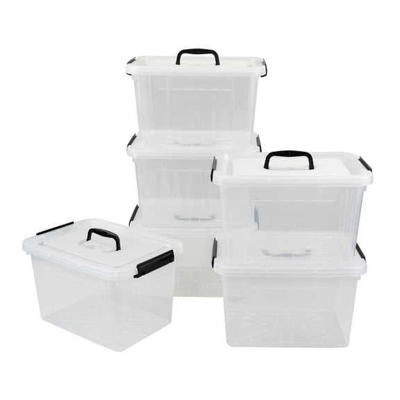 Afromy 6-Pack 12 Quart Latching Box, Clear Storage Bins with Lids, Stackable Storage Containers for Home Pantry Office Organization