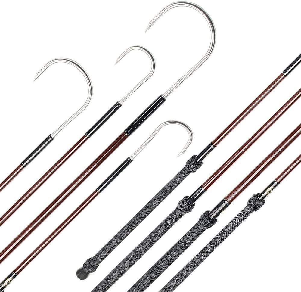 Aftco GAFFF24BRWN Tapered Fiberglass Gaff with 2Inch Hook, 4Foot