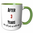 thumbnail image 1 of 3drose, After 3 Years He Still Puts up with Me, Black and Red Letters, 11oz Two-tone Green Mug, 1 of 6
