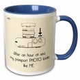 thumbnail image 1 of 3drose, After an Hour at Sea, My Passport Photo Looks Like Me, 11oz Two-tone Blue Mug, 1 of 6
