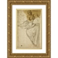 thumbnail image 1 of After Andrea del Sarto 11x14 Gold Ornate Wood Frame and Double Matted Museum Art Print Titled - Saint Anne and Standing Woman with Salver, 1 of 4