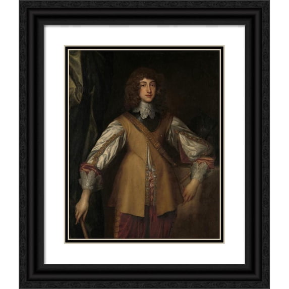 After Anthony van Dyck 15x18 Black Ornate Wood Framed Double Matted Museum Art Print Titled - Portrait of Rupert (1619-1682), Prince and Count Palatine of the Rhine and Duke of Cumberla