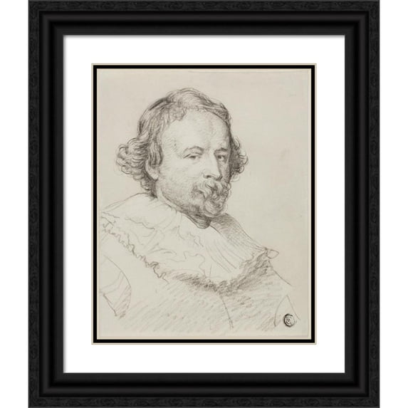 After Anthony van Dyck 20x24 Black Ornate Framed Double Matted Museum Art Print Titled: Jan Mitertt
