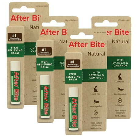 After Bite Natural Chemical-Free Itch Balm - Calming Balm for Itch Support - Skin Irritation Aid to Stop Itchy Spots - Travel-Friendly Natural Bite Relief - 4 Pack