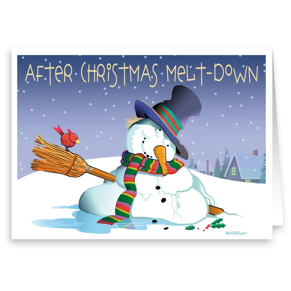 After Christmas Melt-down Happy New Year! - Funny Holiday Cards - 18 Cards and 1