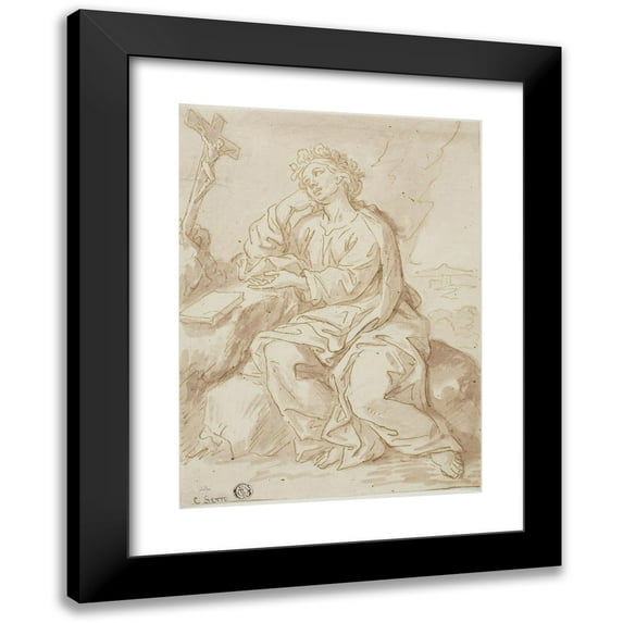 After Ciro Ferri 14x18 Black Modern Framed Museum Art Print Titled - Saint Dorothy Praying in Desert