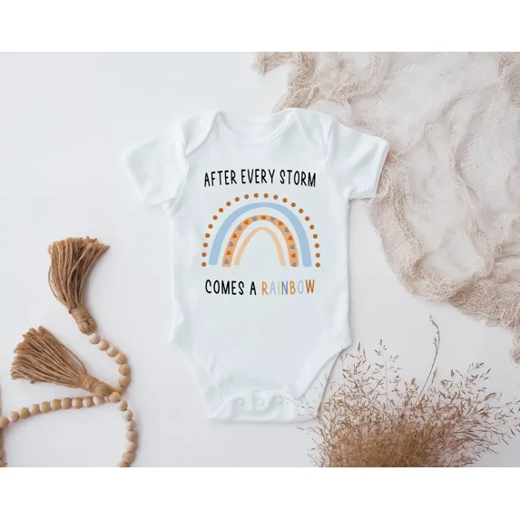 After Every Storm Comes A Rainbow Blue Baby Vest, Cute Rainbow Baby Shower Gift Cute Baby Onesie, BABY BODYSUIT LAT 4424