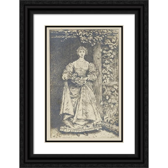 After Frederick Walker 17x24 Black Ornate Framed Double Matted Museum Art Print Titled: The Story of Elizabeth (ca. 1867)