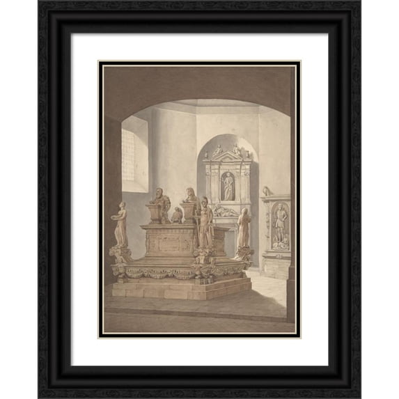 After Giovanni Marigliano 18x24 Black Ornate Framed Double Matted Museum Art Print Titled: Tomb of Don Pedro De Toledo in San Gracomo Degli Spagnuoli, Naples (1540-1946)