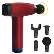 After Gym Ergonomic Massage Gun for Muscle Recovery, 6 Speeds, Rechargeable, Red, 4 Heads