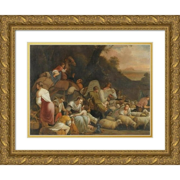 After Jacopo Da Ponte 24x19 Gold Ornate Framed and Double Matted Museum Art Print Titled - Jacob's Return to the Land of Canaan