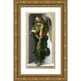 thumbnail image 1 of After Leonardo da Vinci 14x24 Gold Ornate Wood Framed with Double Matting Museum Art Print Titled - An Angel in Green with a Vielle, 1 of 4